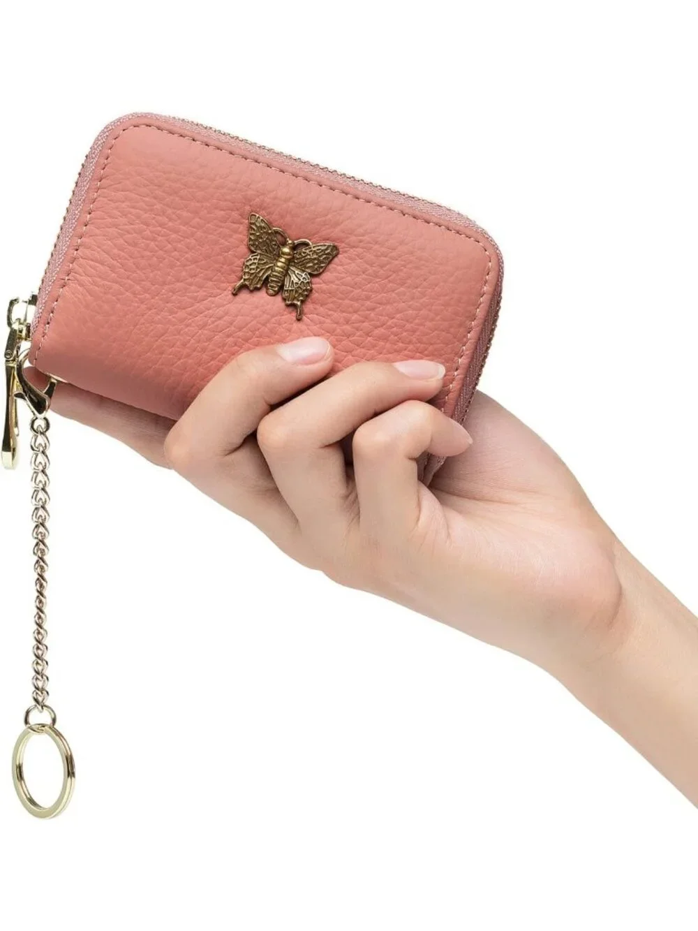 Stylish RFID Credit Card Holder Wallet for Women - Coral Pink Business Card Case